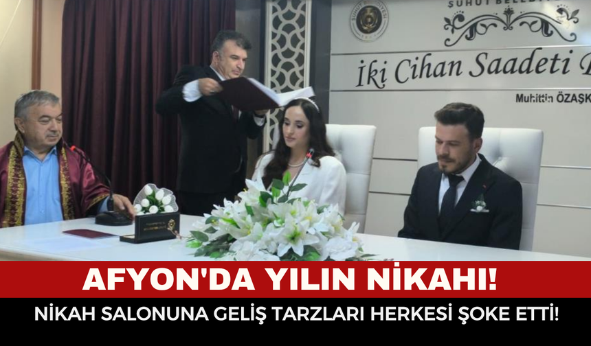 Afyon'da Yılın Nikahı! Polis Çift Evlilik Yolunda Ezber Bozdu: Nikah Salonuna Geliş Tarzları Herkesi Şoke Etti!