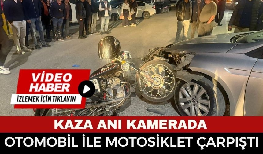 Afyon'da Korkutan Kaza Kamerada! Otomobil ve Motosiklet Çarpıştı
