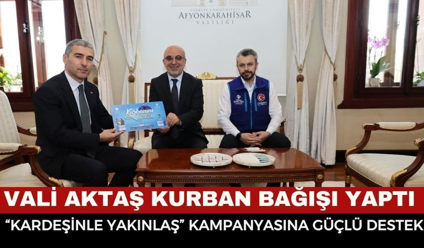 Afyon Valisi örnek oldu! Kurban bağışını TDV’ye yaptı