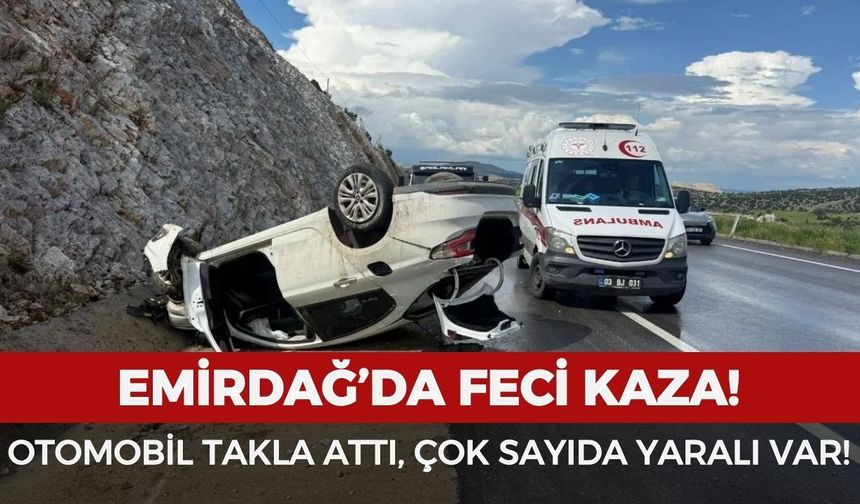 Emirdağ'da feci kaza: Otomobil takla attı, çok sayıda yaralı var!