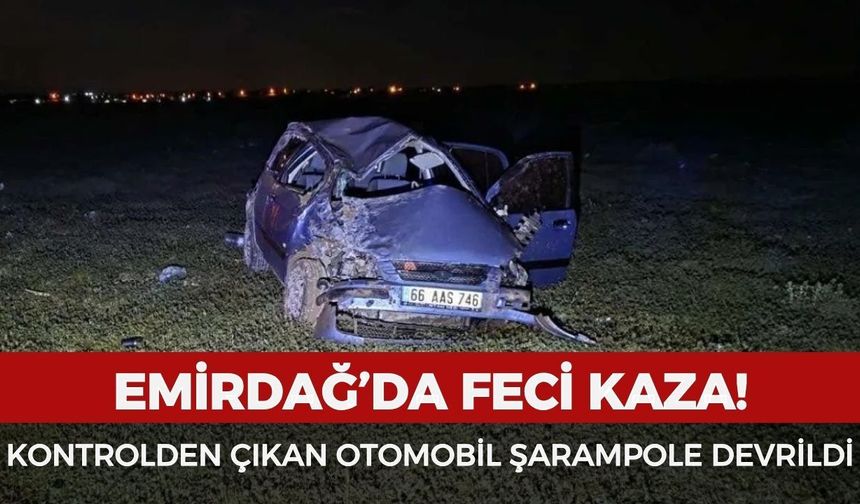 Emirdağ’da kontrolden çıkan otomobil şarampole devrildi: Sürücü yaralandı