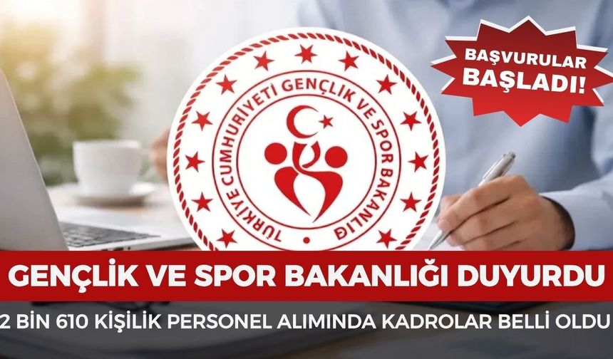 Gençlik ve Spor Bakanlığı personel alımı süreci başladı: 2 bin 610 kişilik kadrolar belli oldu