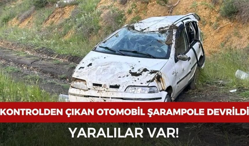 Afyon-Uşak yolunda kontrolden çıkan otomobil şarampole devrildi: Yaralılar var!