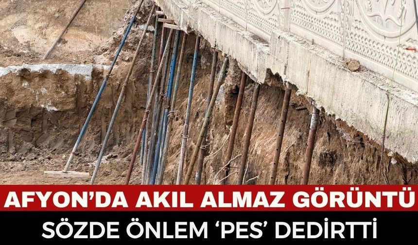 Afyonkarahisar’da Pes Dedirten Görüntü: 5 Katlı Binanın İstinat Duvarını İnşaat İskelesiyle Tuttular!