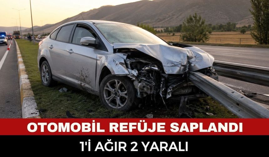Afyonkarahisar'da Feci Kaza! Otomobil Refüje Saplandı, 1 Yaralının Durumu Ağır