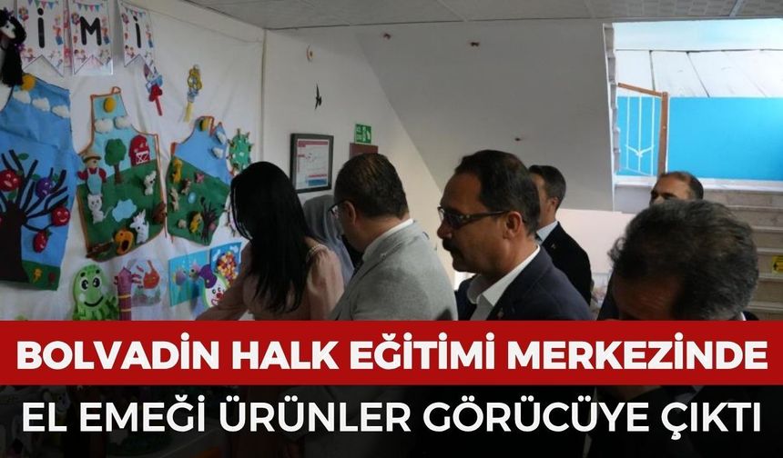 Bolvadin Halk Eğitimi Merkezinde el emeği ürünler görücüye çıktı
