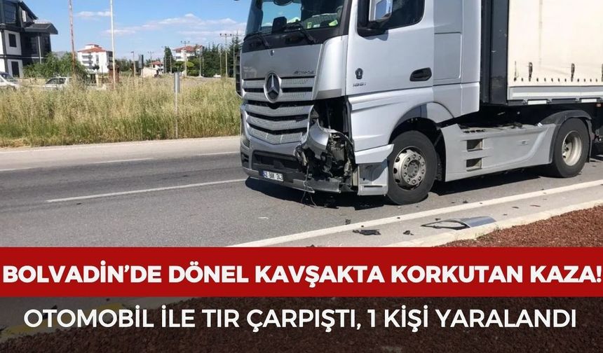 Bolvadin’de dönel kavşakta kaza: Otomobil ile tır çarpıştı, 1 kişi yaralandı