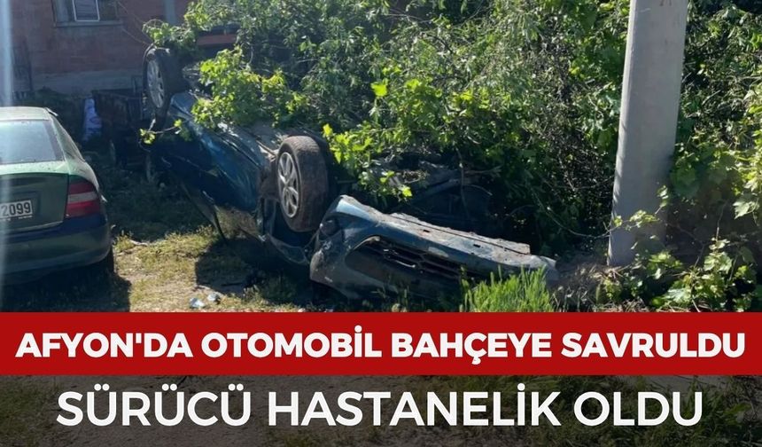 Afyonkarahisar'da otomobil bahçeye savruldu: Sürücü hastanelik oldu