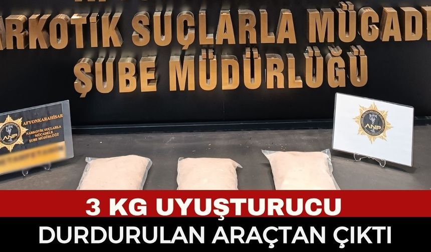 Afyonkarahisar'da Zehir Tacirlerine Geçit Yok: Otomobilde 3 Kilogram Uyuşturucu Ele Geçirildi, 1 Tutuklama!