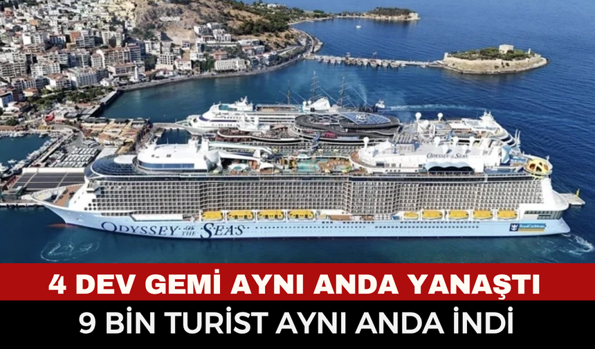 Aydın’ın Turizm Kalbi Kuşadası’na Dev Çıkarma: 4 Kruvaziyerle Gelen 9 Bin 300 Turist Sokakları Doldurdu!