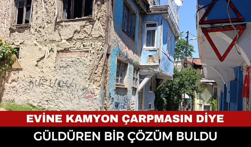 Afyonkarahisar’da Kamyonların Çarptığı Ev İçin İlginç Çözüm: Kirişe Reflektör Astı!