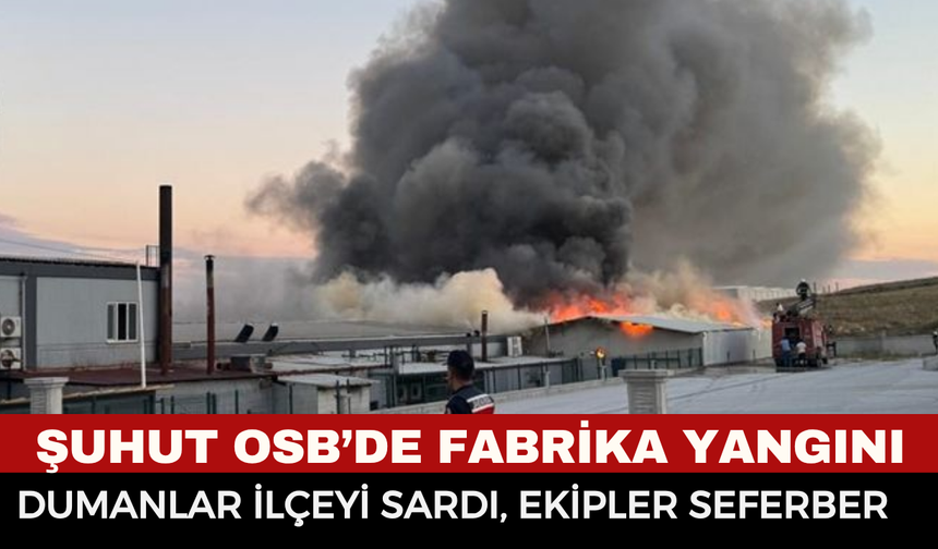 Şuhut OSB’de korkutan yangın! Sucuk fabrikasından yükselen dumanlar ilçeyi kapladı...