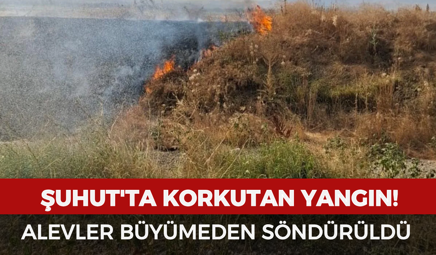 Şuhut'ta korkutan yangın! Alevler büyümeden söndürüldü