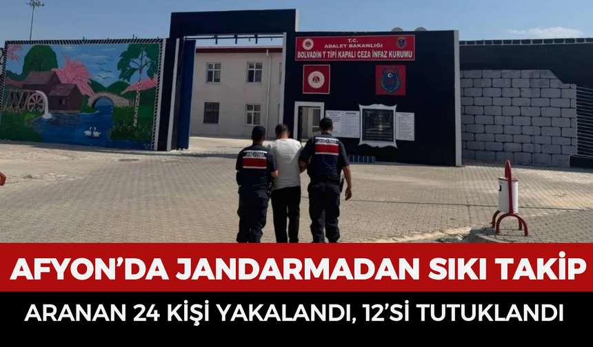 Afyonkarahisar’da jandarmadan sıkı takip: Aranan 24 kişi yakalandı, 12’si tutuklandı