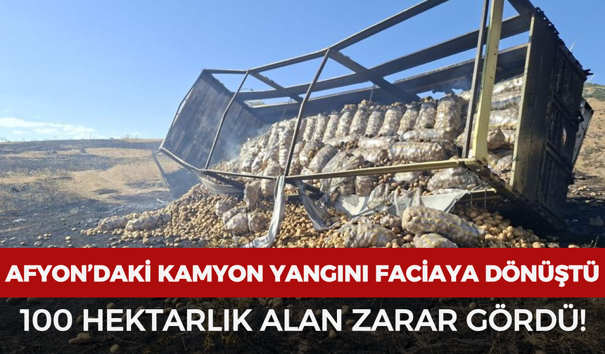 Afyonkarahisar’daki kamyon yangını faciaya dönüştü: 100 hektarlık alan zarar gördü