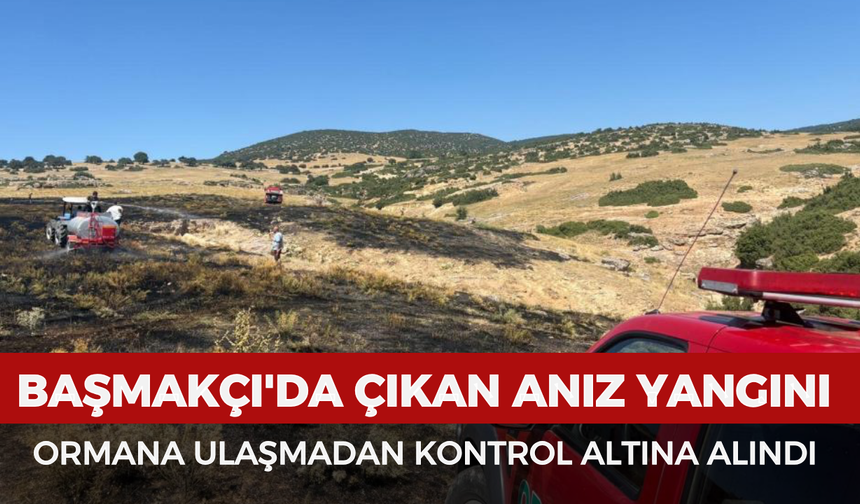 Başmakçı'da çıkan anız yangını ormana ulaşmadan kontrol altına alındı