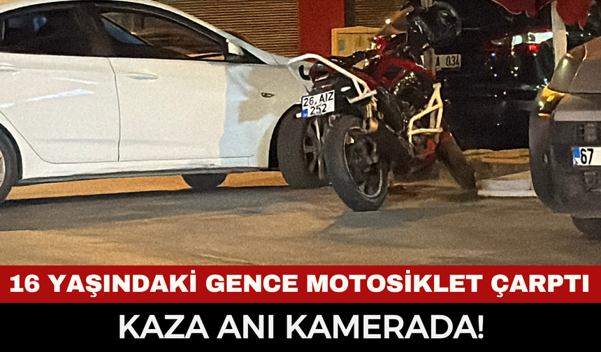 Dehşet anı saniye saniye kaydedildi: Yola aniden fırlayan gence motosiklet çarptı
