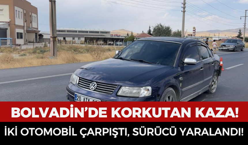 Bolvadin’de korkutan kaza: İki otomobil çarpıştı, sürücü yaralandı!